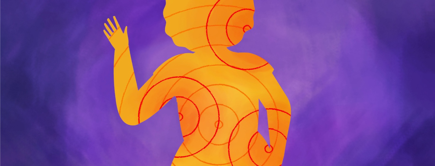 radiating circles in the silhouette of a woman